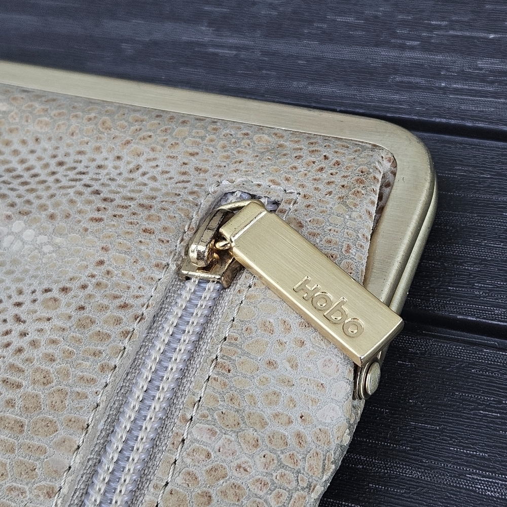 HOBO International Lauren Clutch Wallet Exotic Snakeskin Gold Organizer Bag - Picture 10 of 16
